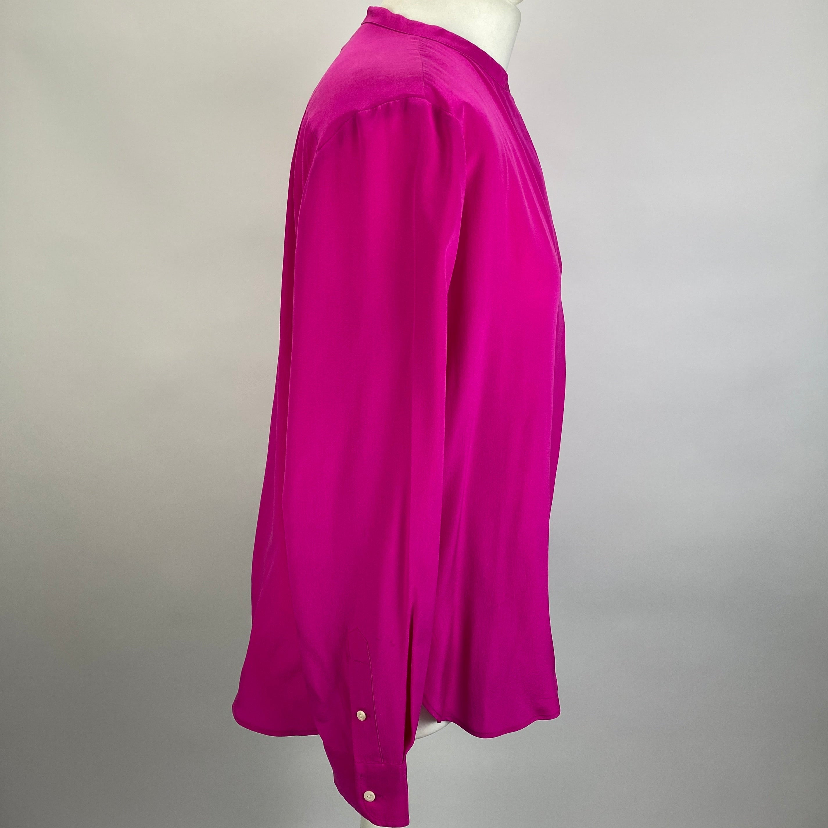 Ralph Lauren Fuchsia Silk Collarless Shirt XL
