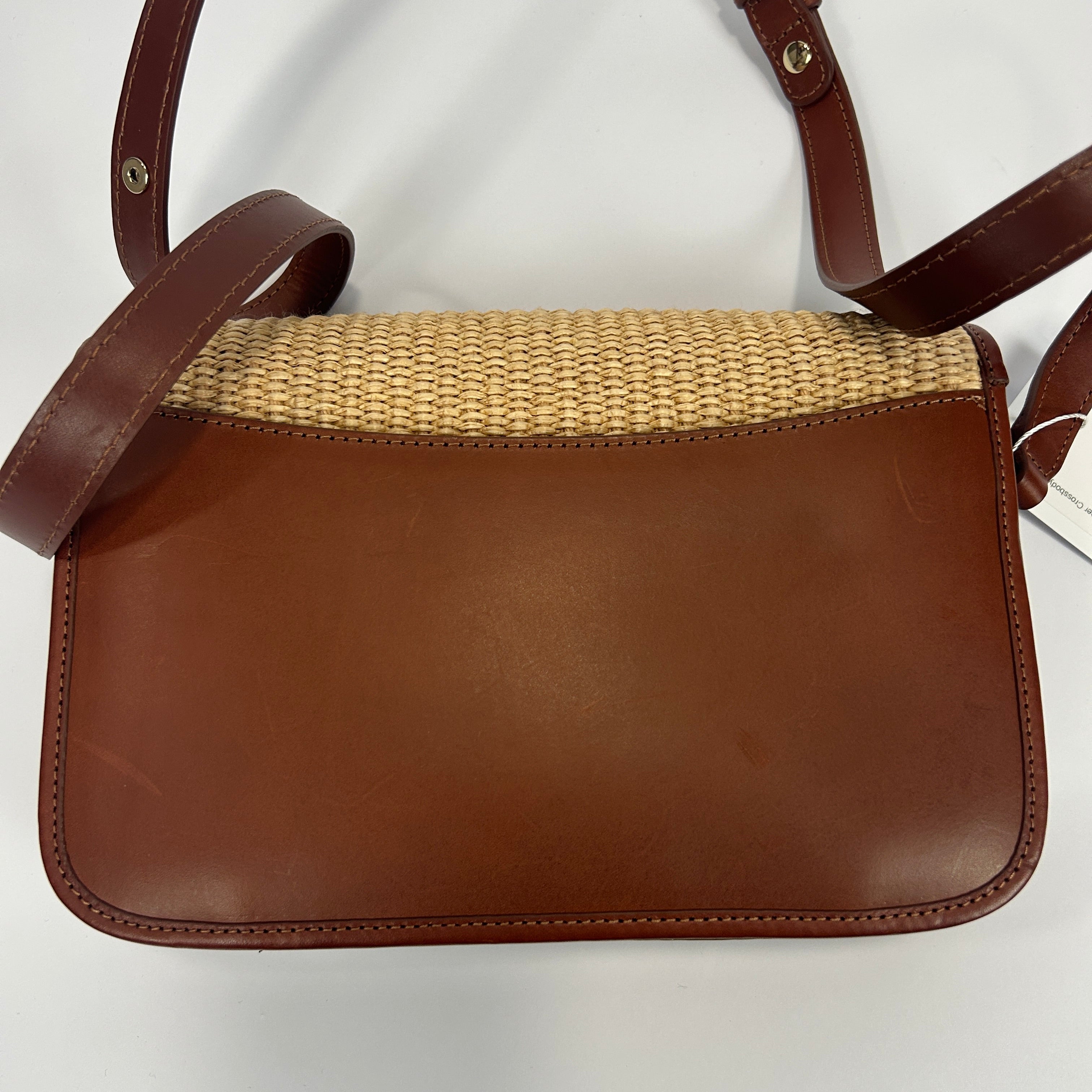 Sezane New £355 Woven Straw & Leather Crossbody Bag