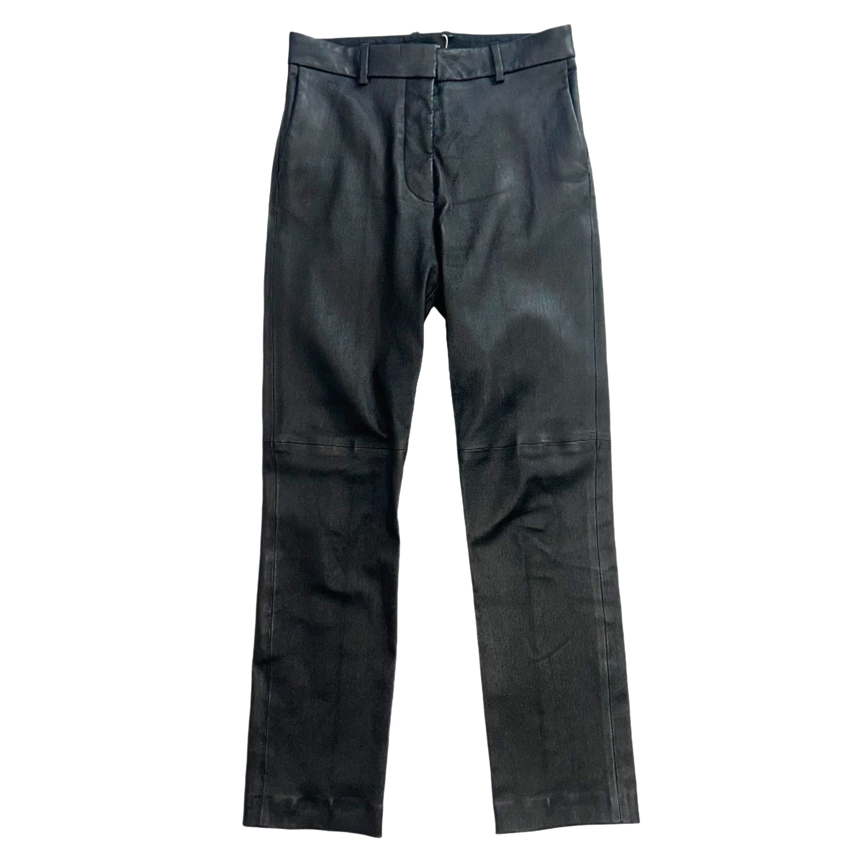 Joseph £1075 Black Leather Zoom Trousers S