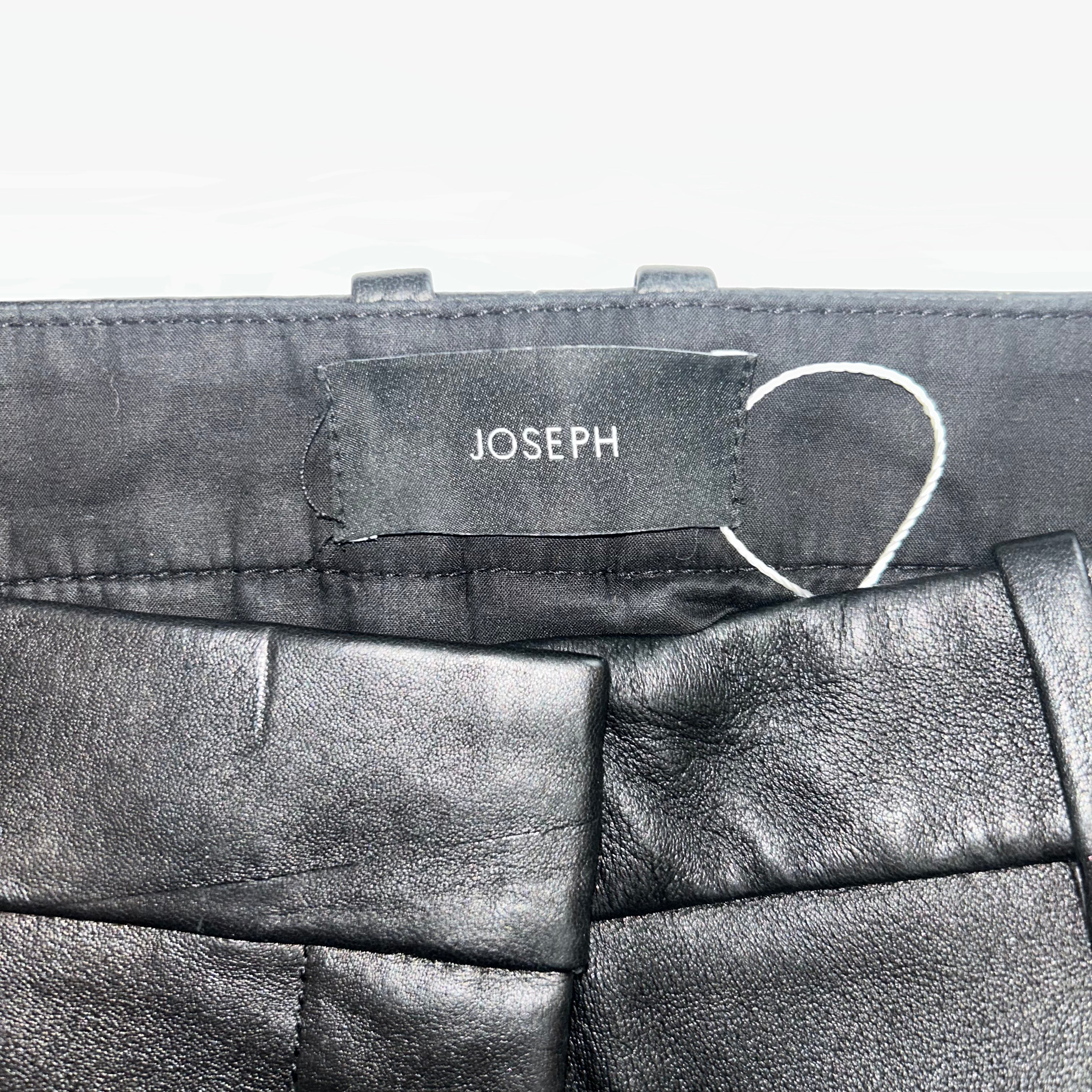 Joseph £1075 Black Leather Zoom Trousers S