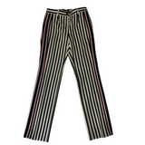 Dolce & Gabbana Black & Cream Stripe Pants with Side Stripe XS