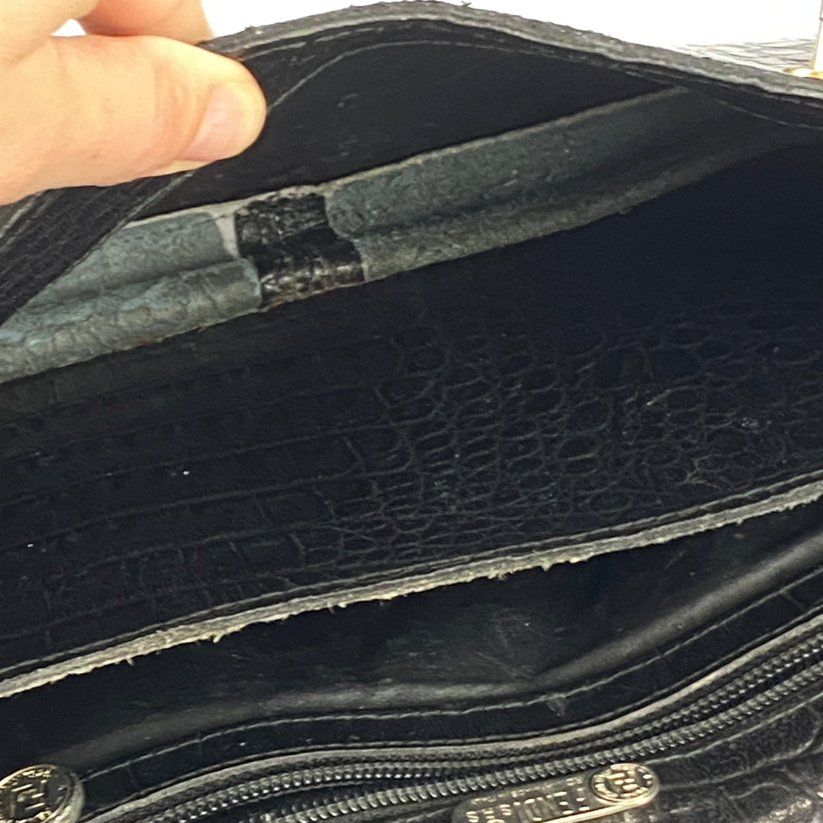 Fendi Vintage Black Embossed Croc Crossbody Bag