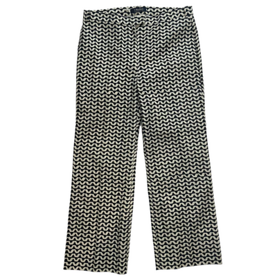 Max Mara Navy & Ivory Zigzag Print Cotton Pants S