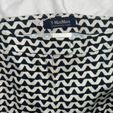 Max Mara Navy & Ivory Zigzag Print Cotton Pants S