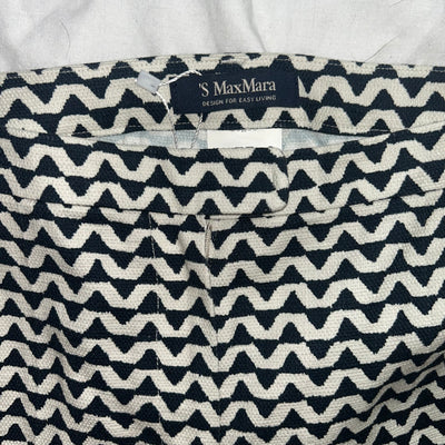 Max Mara Navy & Ivory Zigzag Print Cotton Pants S