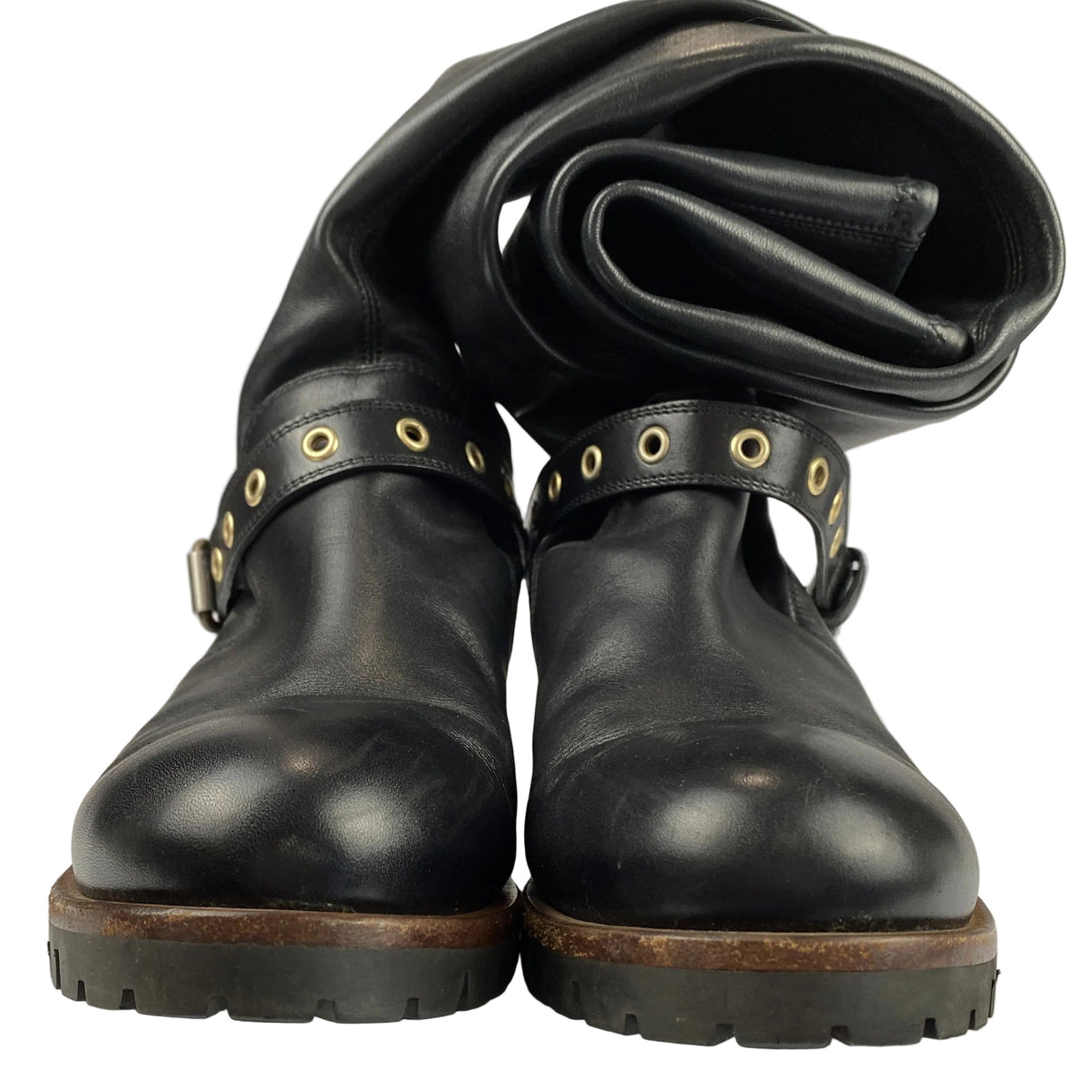 Sergio Rossi Black Over The Knee Biker Boots 39.5