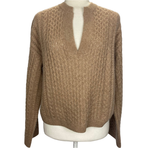 360 Cashmere Cocoa Wool & Cashmere Cable Knit Sweater S