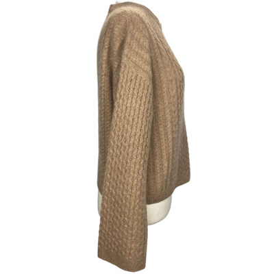 360 Cashmere Cocoa Wool & Cashmere Cable Knit Sweater S