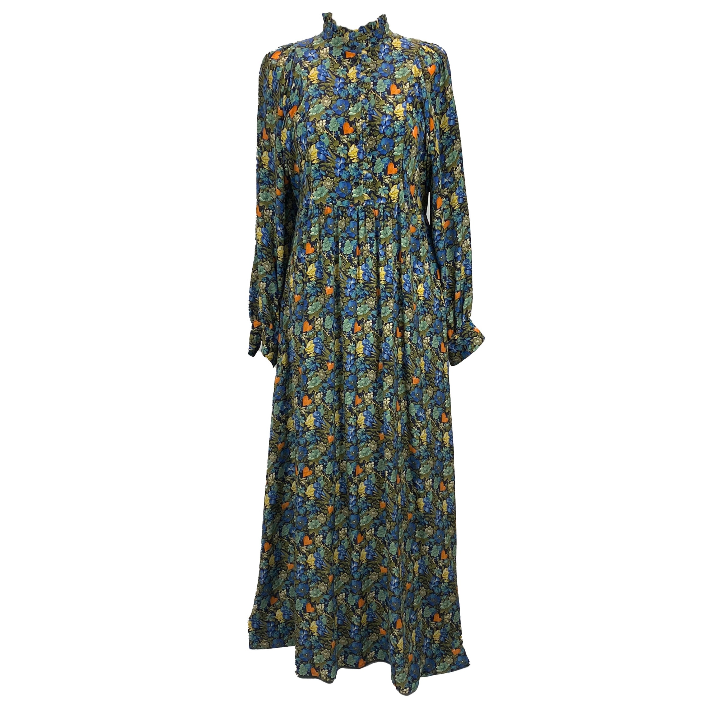 Weekend Max Mara Blue Floral Silk Maxi Dress L