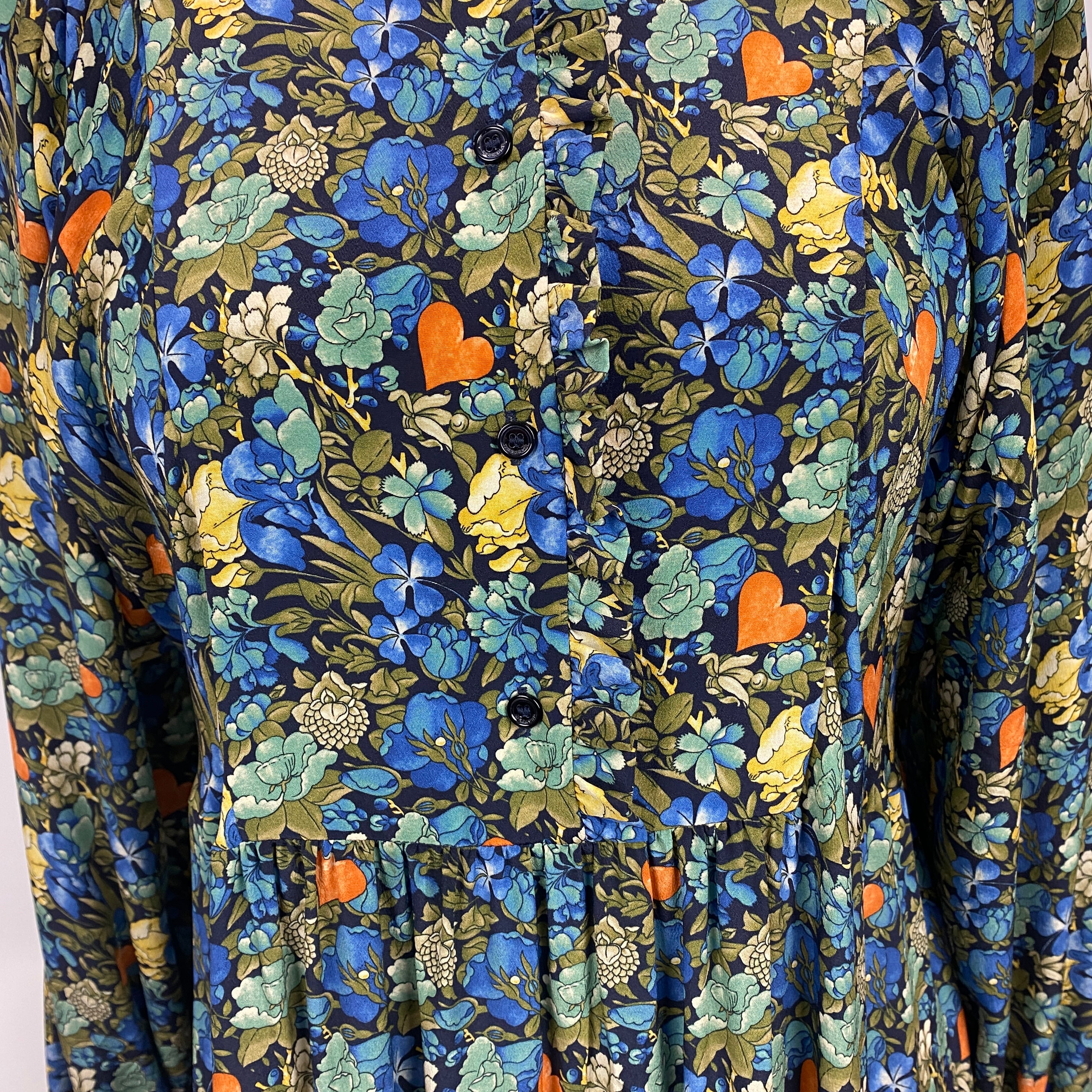 Weekend Max Mara Blue Floral Silk Maxi Dress L