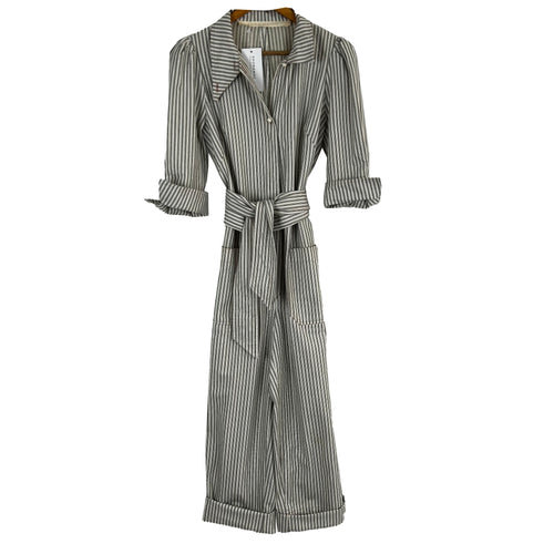 Anna Mason £750 Ticking Stripe Cotton Romy Jumpsuit S