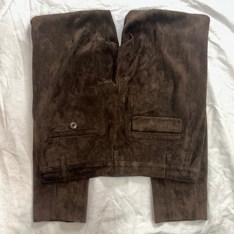 Brunello Cucinelli £3190 Dark Chocolate Suede Trousers XS