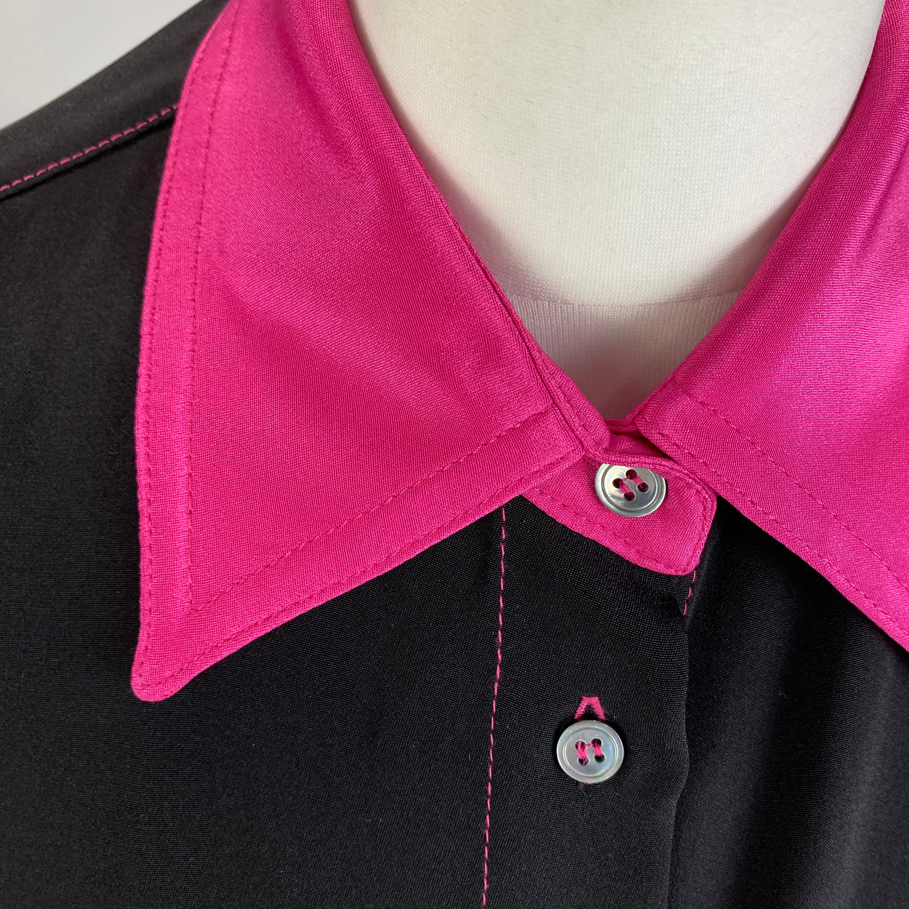 Serena Bute Black & Pink Heavy Silk Longline Shirt M