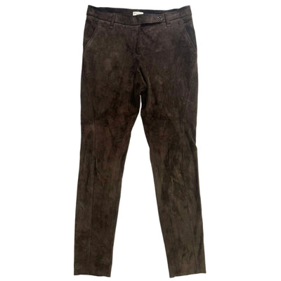 Brunello Cucinelli £3190 Dark Chocolate Suede Trousers XS