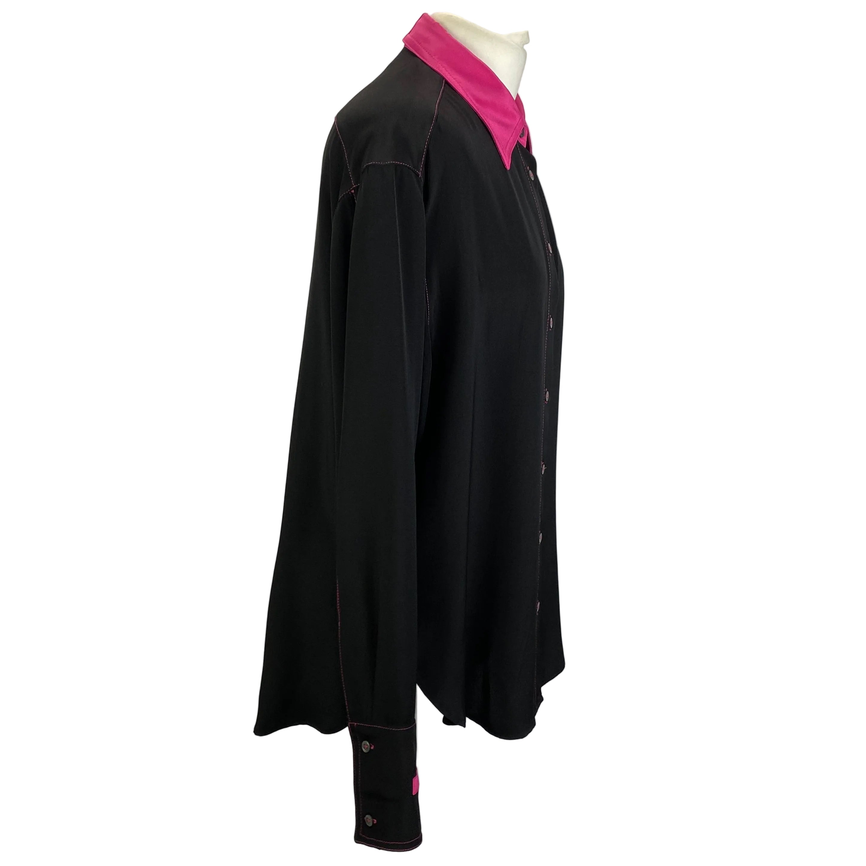 Serena Bute Black & Pink Heavy Silk Longline Shirt M