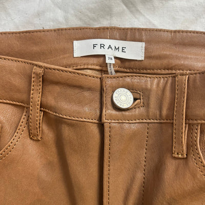 Frame £899 Camel Leather Le High Jeans 28