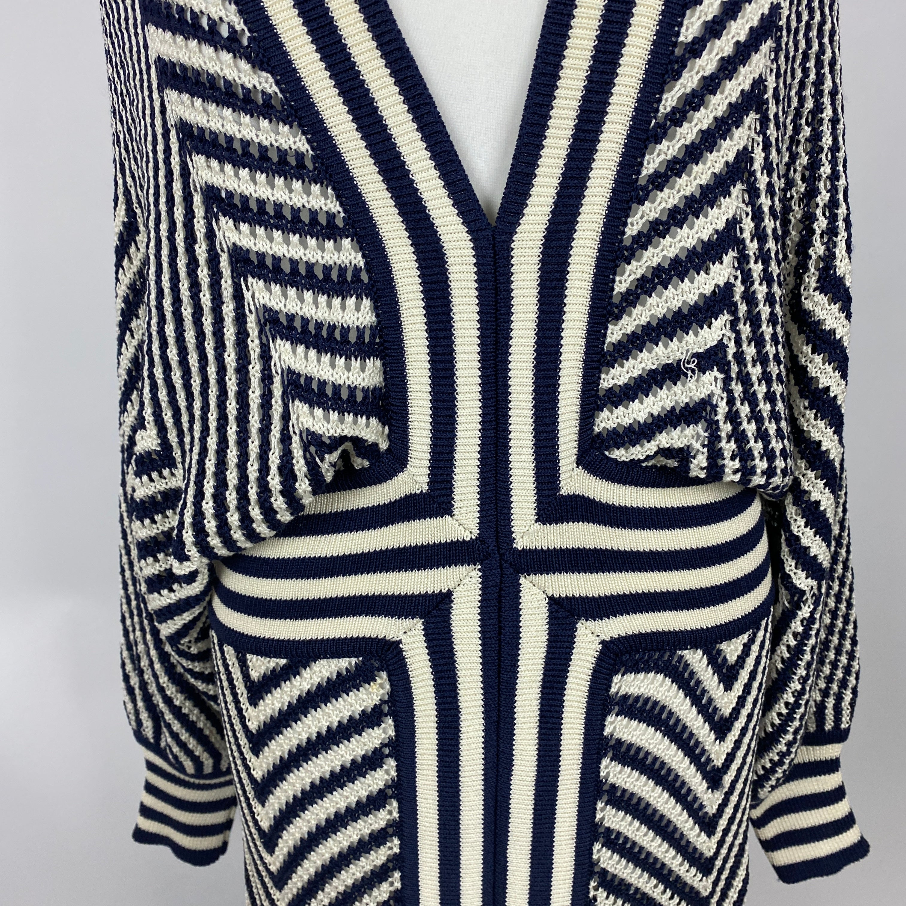 Eres New £1165 Navy & White Croisette Stella Crocheted Maxi Dress M/L