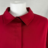 Oscar De La Renta Cranberry Stretch Cotton Tiered Shirtdress M