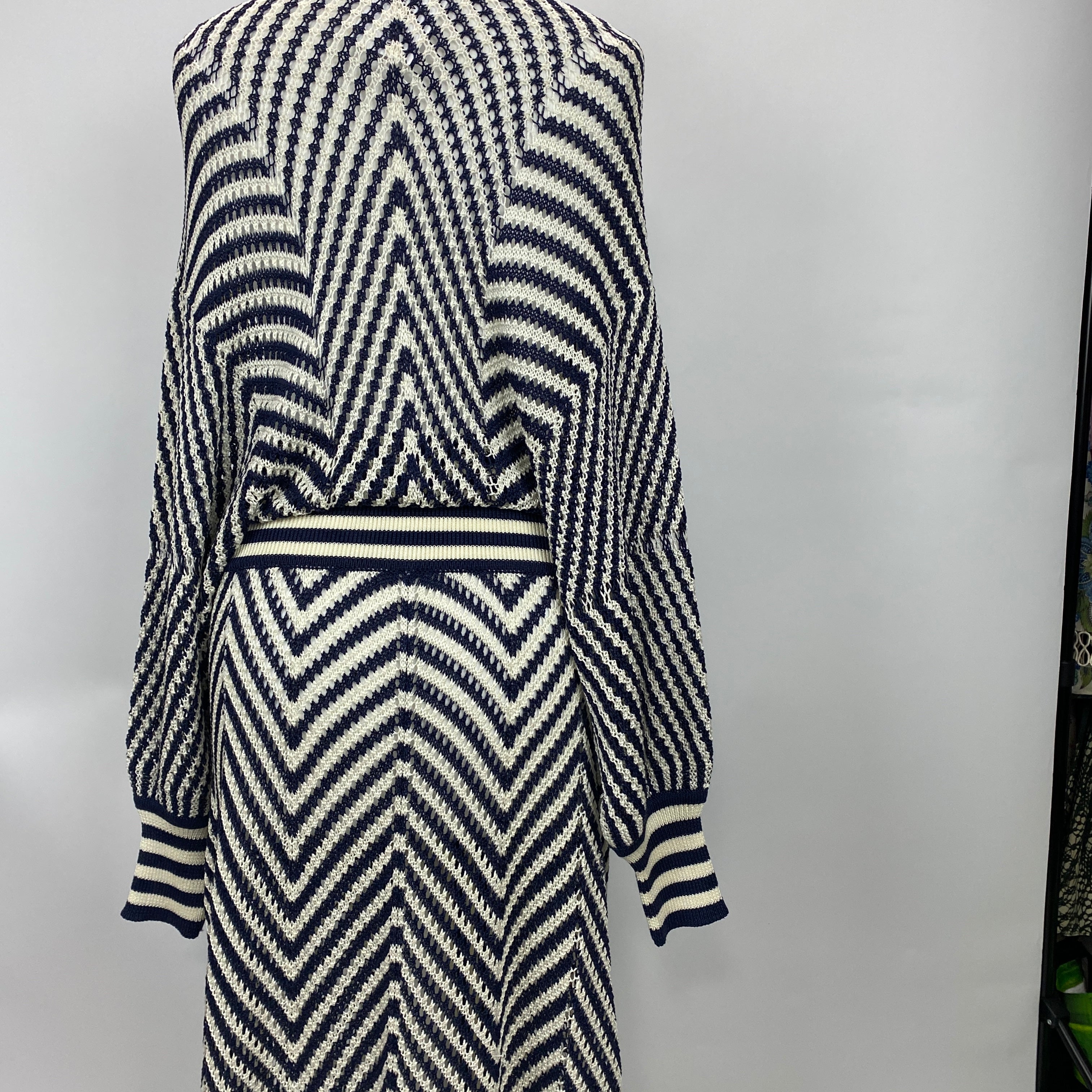 Eres New £1165 Navy & White Croisette Stella Crocheted Maxi Dress M/L