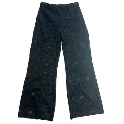 Munthe Brand New £269 Black Embroidered Polycotton Trousers S