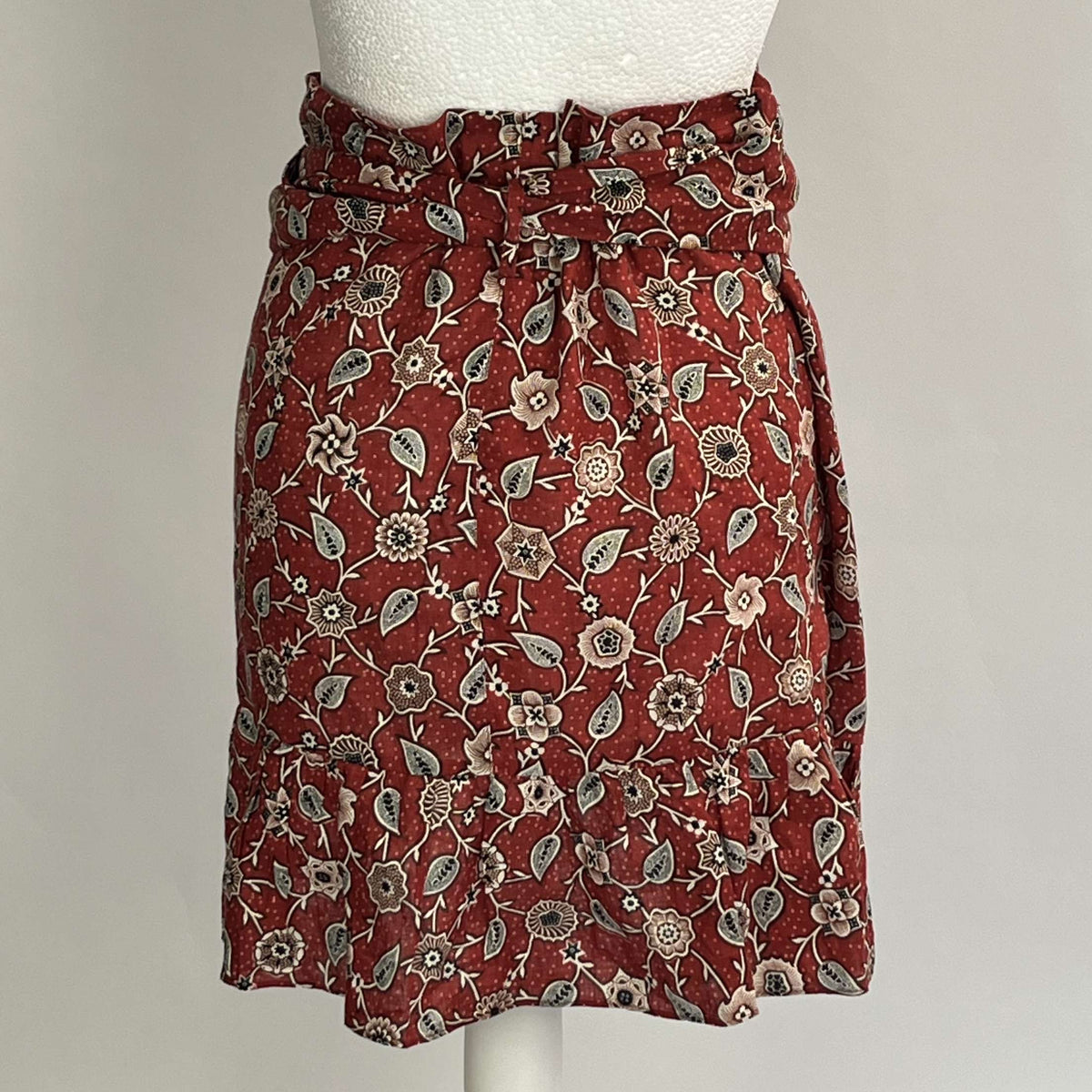 Isabel Marant Etoile Rust Print Linen Mini Skirt XS