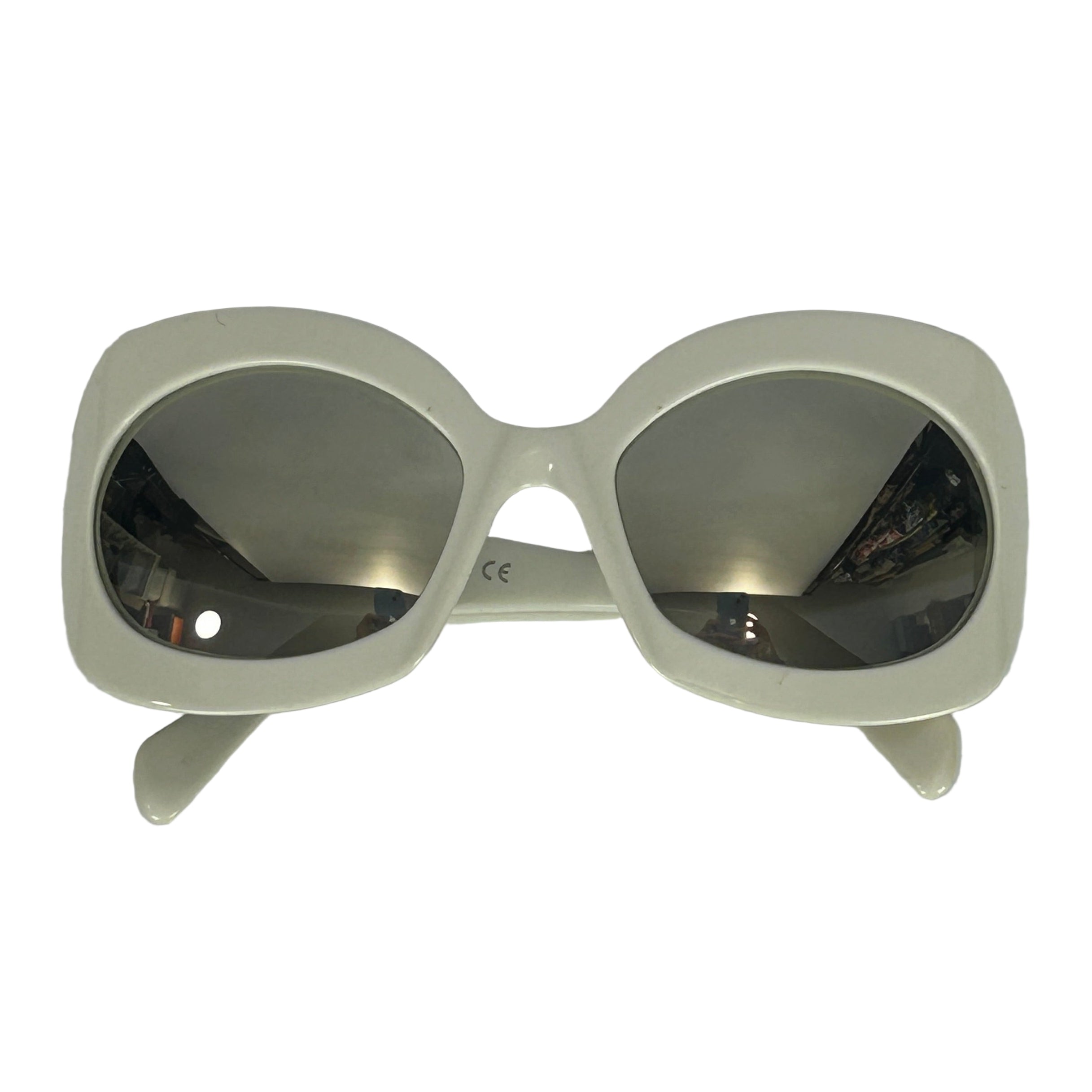 Celine £350 White Resin Mirror Lens Sunglasses