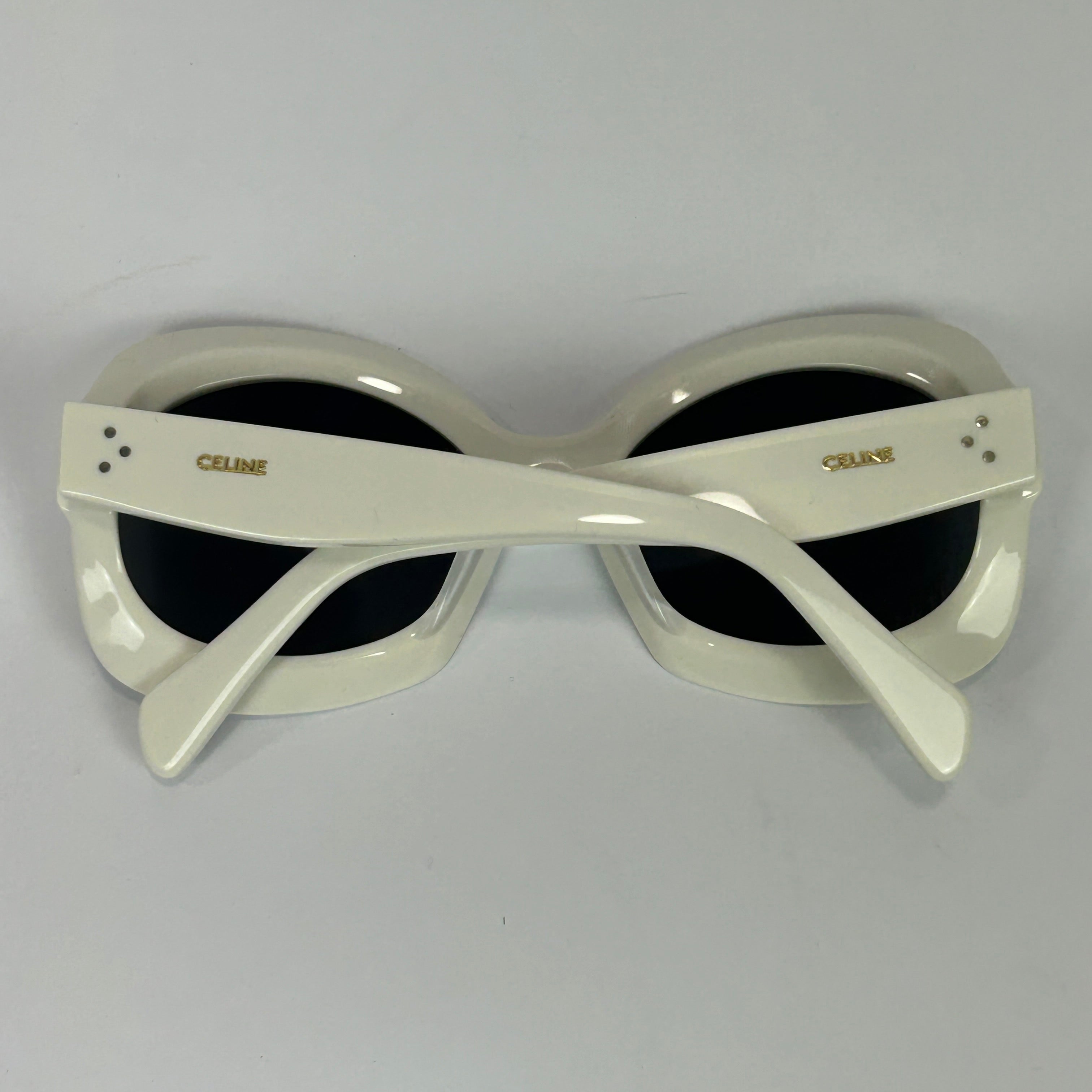 Celine £350 White Resin Mirror Lens Sunglasses