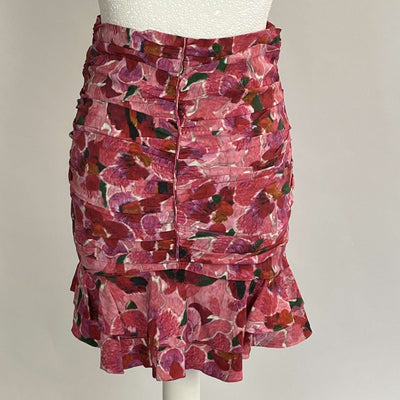 Isabel Marant Pink Print Silk Mix Mini Skirt XS