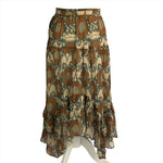 Ulla Johnson Beige Tan & Teal Tiered Skirt XS