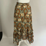 Ulla Johnson Beige Tan & Teal Tiered Skirt XS