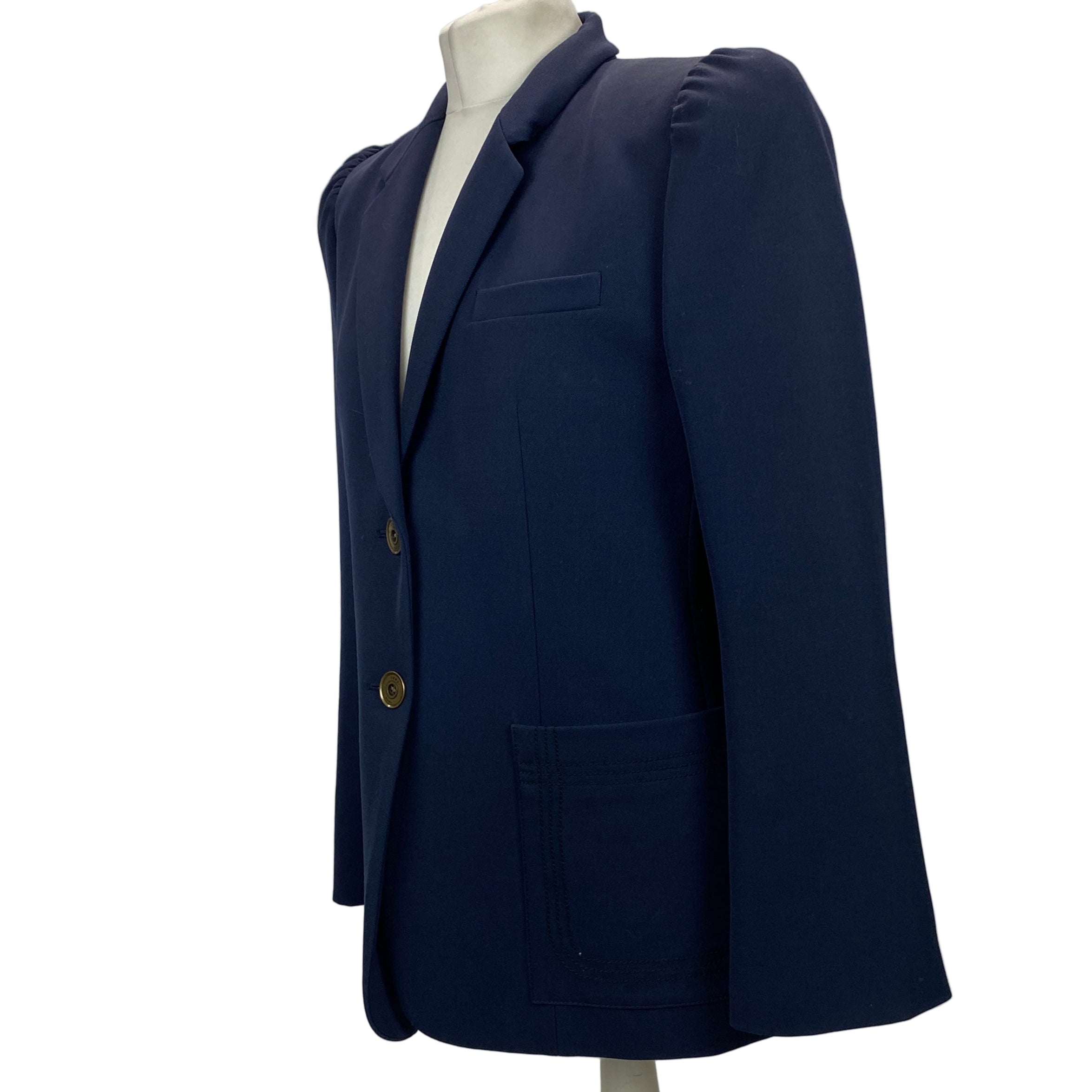 Fendi New £2360 Navy Wool Puff Sleeve Blazer L