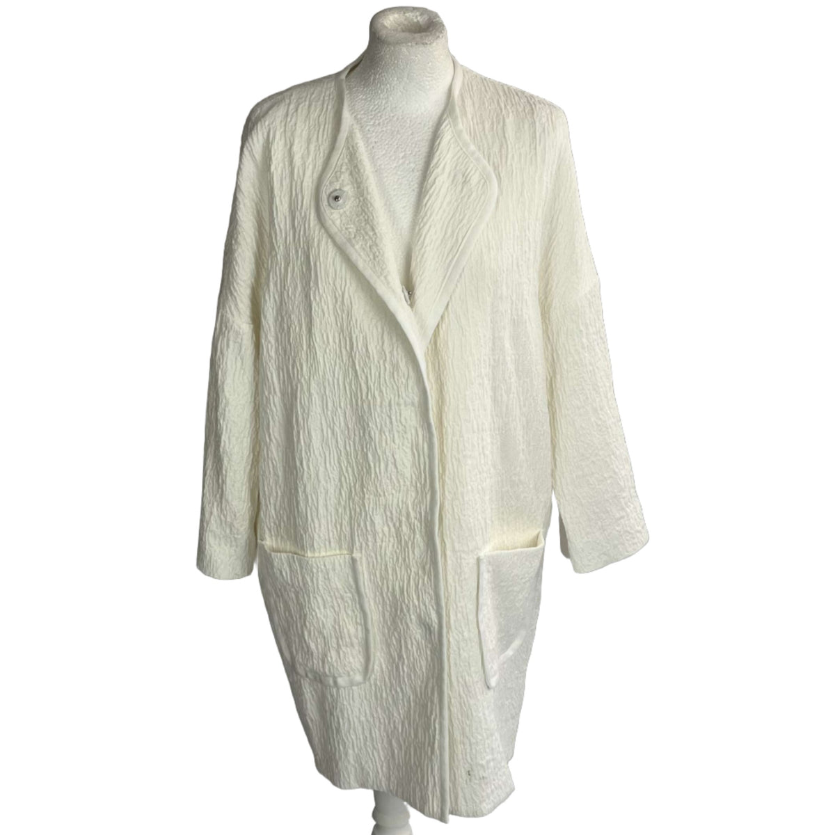 Vanessa Bruno White Textured Cotton Simple Coat S