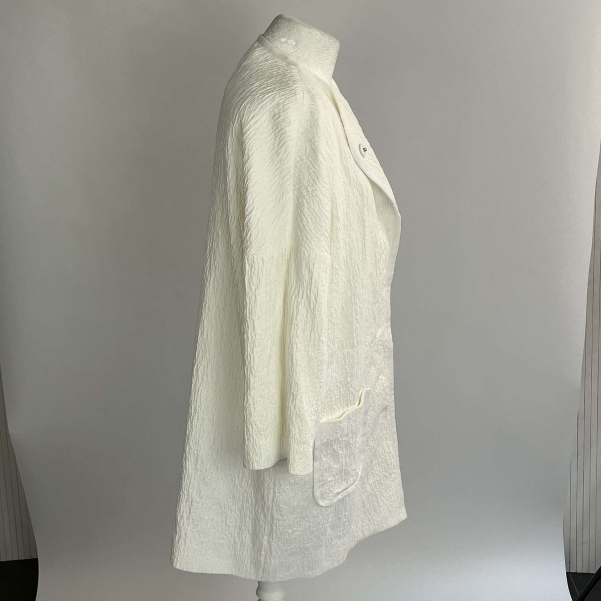 Vanessa Bruno White Textured Cotton Simple Coat S