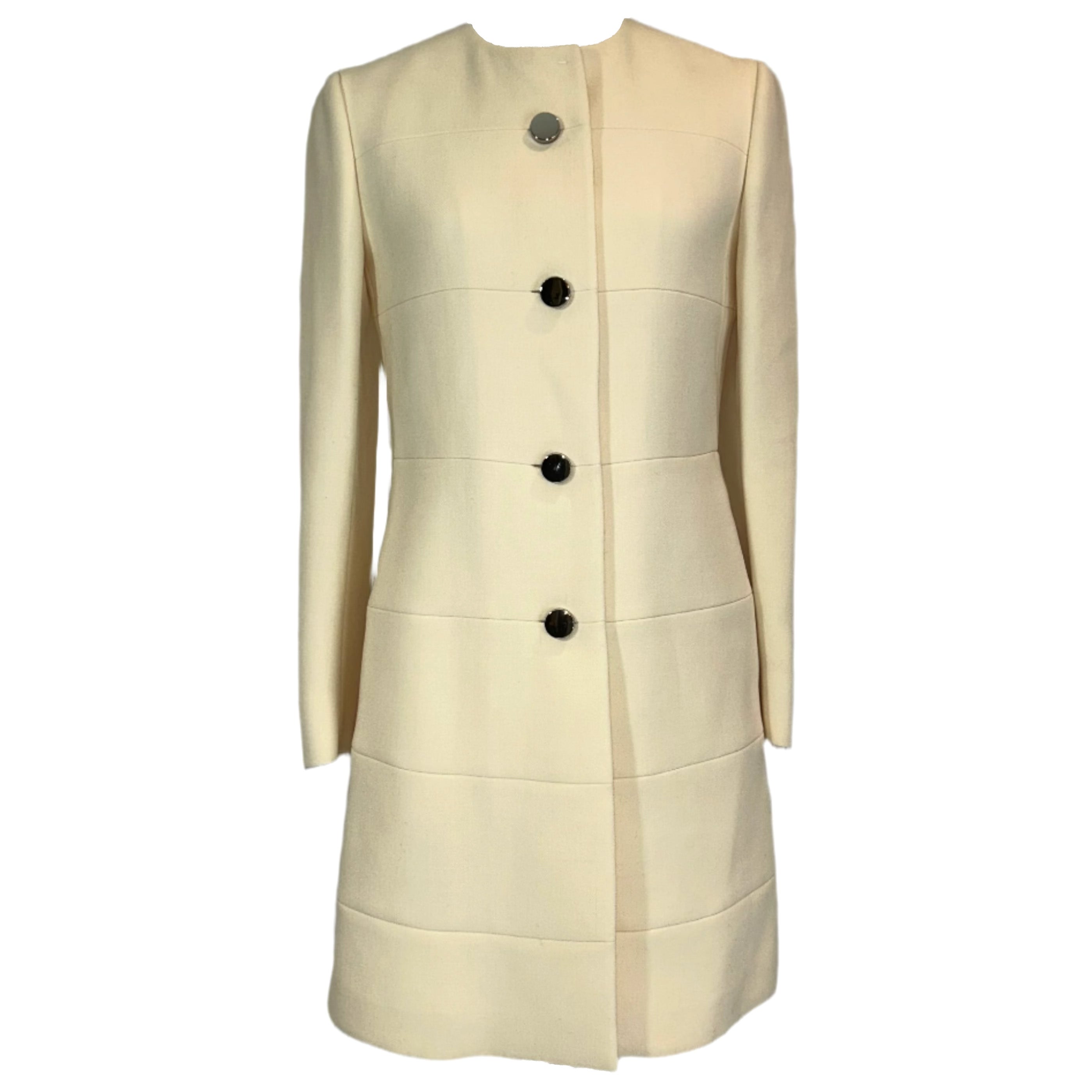 Prada Cream Wool Crepe Princess Coat XS