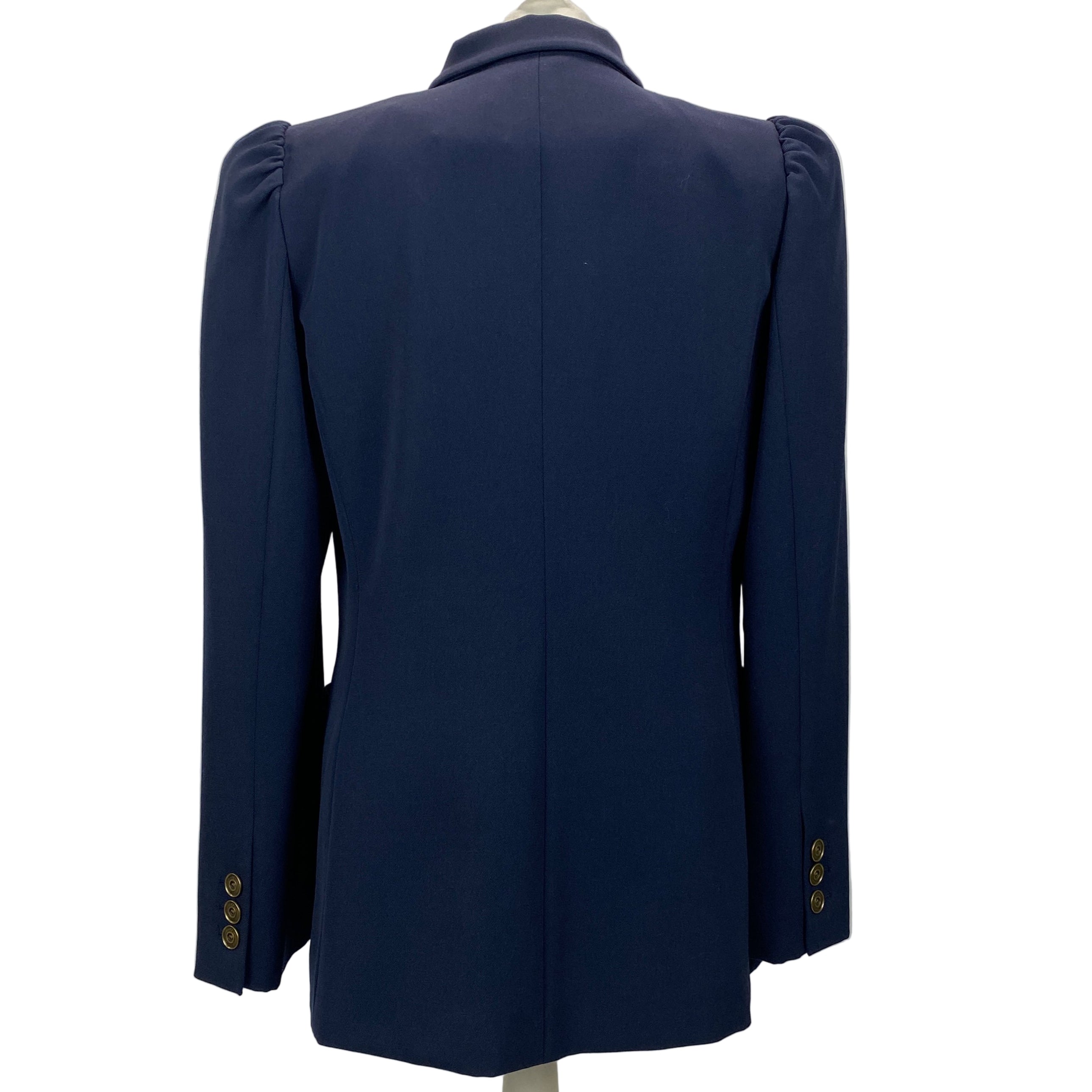 Fendi New £2360 Navy Wool Puff Sleeve Blazer L