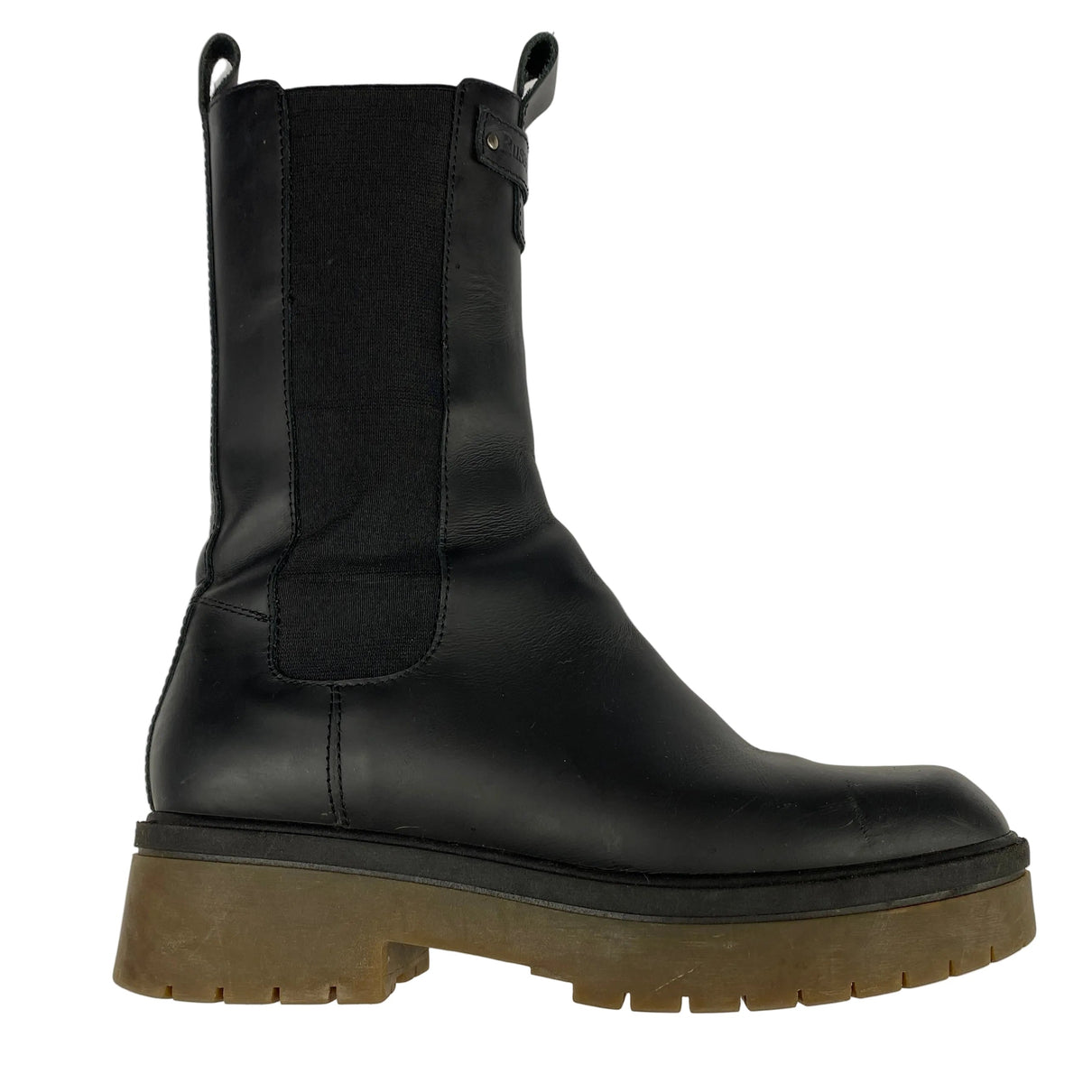 Russell & Bromley Black Waxed Leather Biker Boots 39