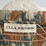 Ulla Johnson Beige Tan & Teal Shirred Detail Blouse M/L/XL