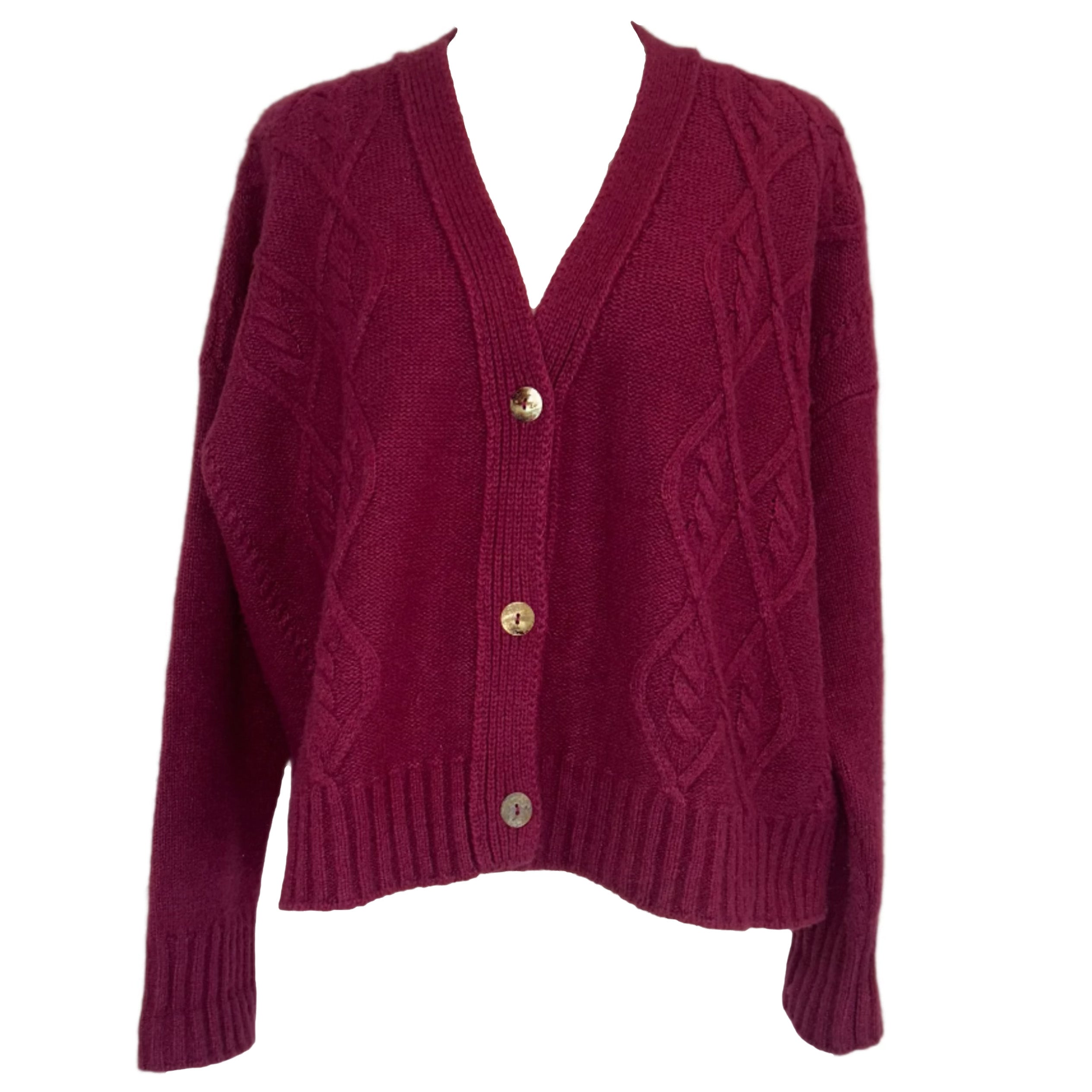 Bamford Fuchsia Boxy Silk & Cashmere Cardigan M/L/XL
