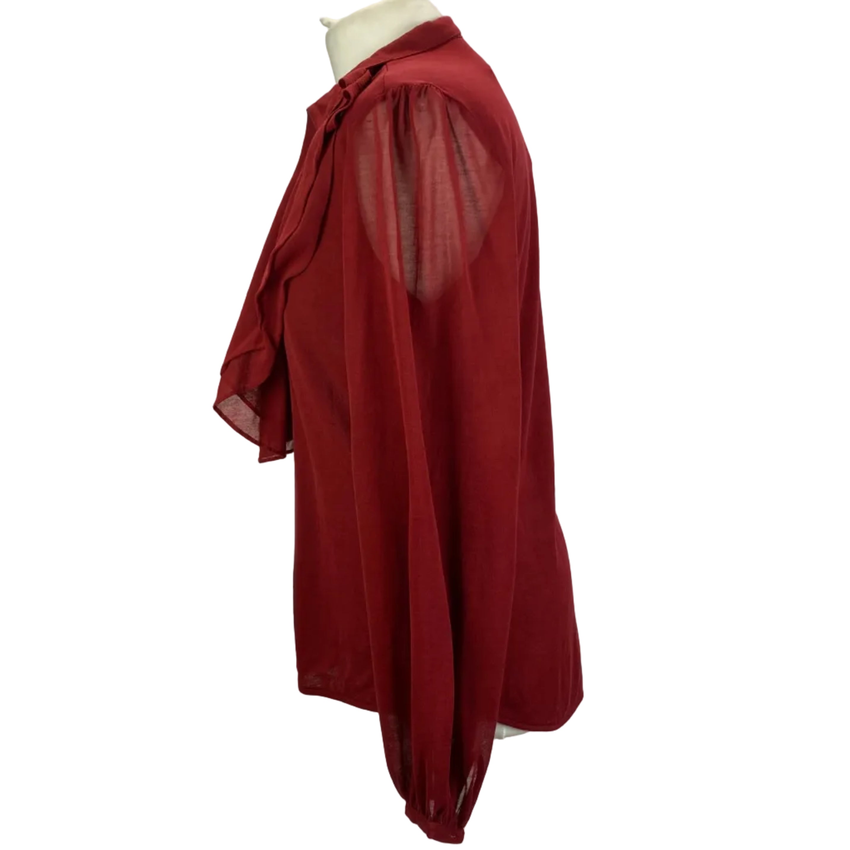 Ralph Lauren Claret Jersey & Voile Ruffle Shirt L