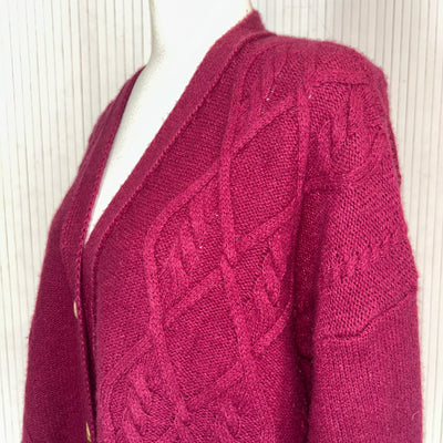 Bamford Fuchsia Boxy Silk & Cashmere Cardigan M/L/XL