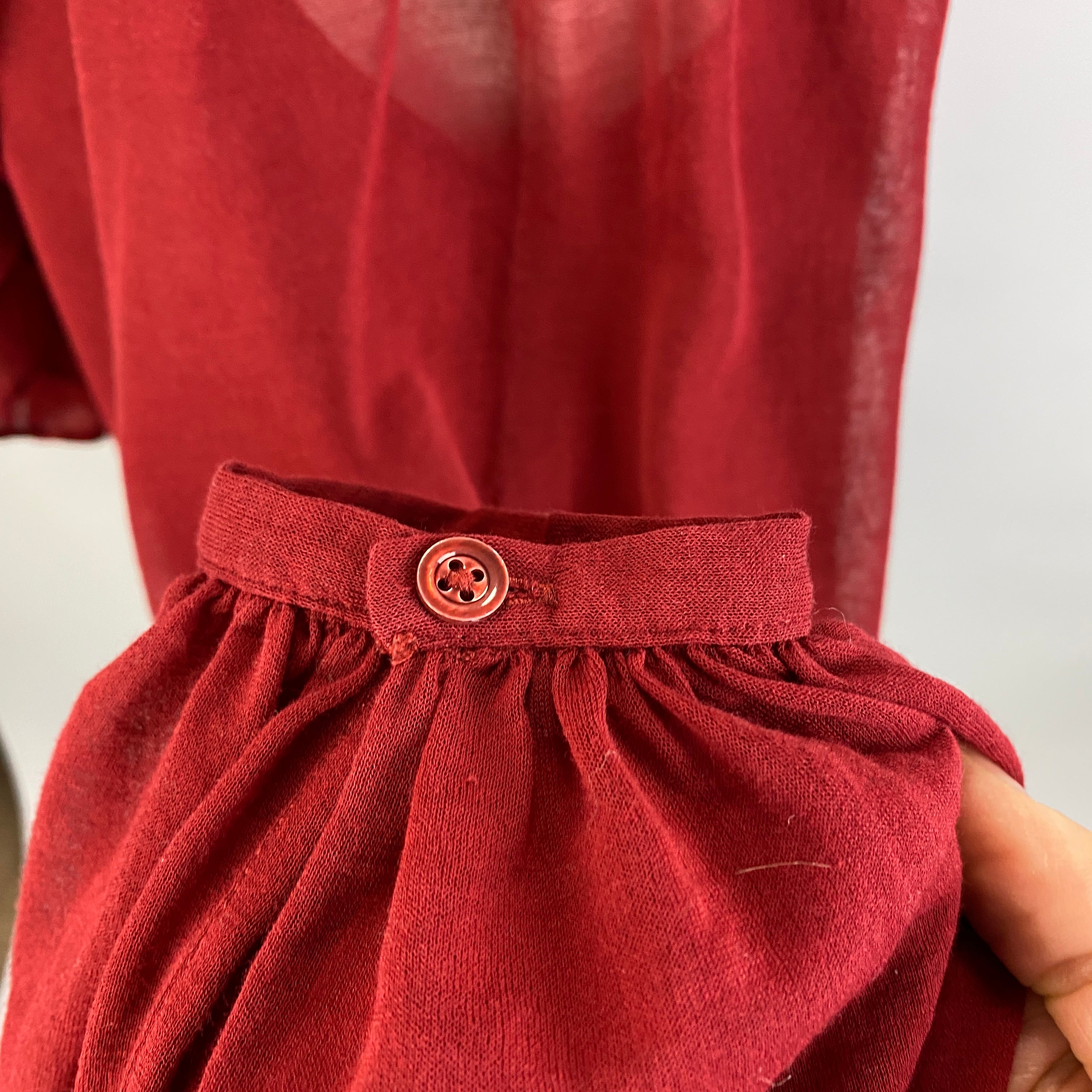 Ralph Lauren Claret Jersey & Voile Ruffle Shirt L