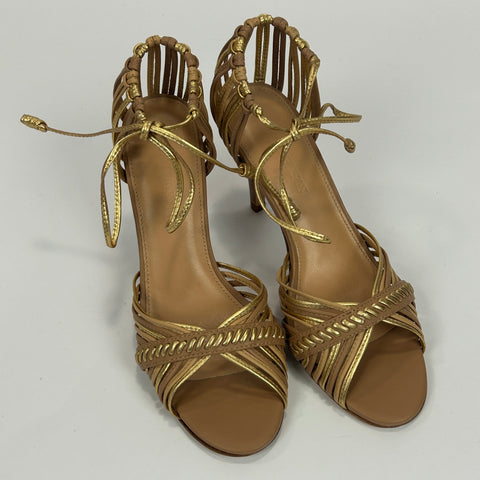 Ulla Johnson New £395 Natural/Gold Kiki Heels 38
