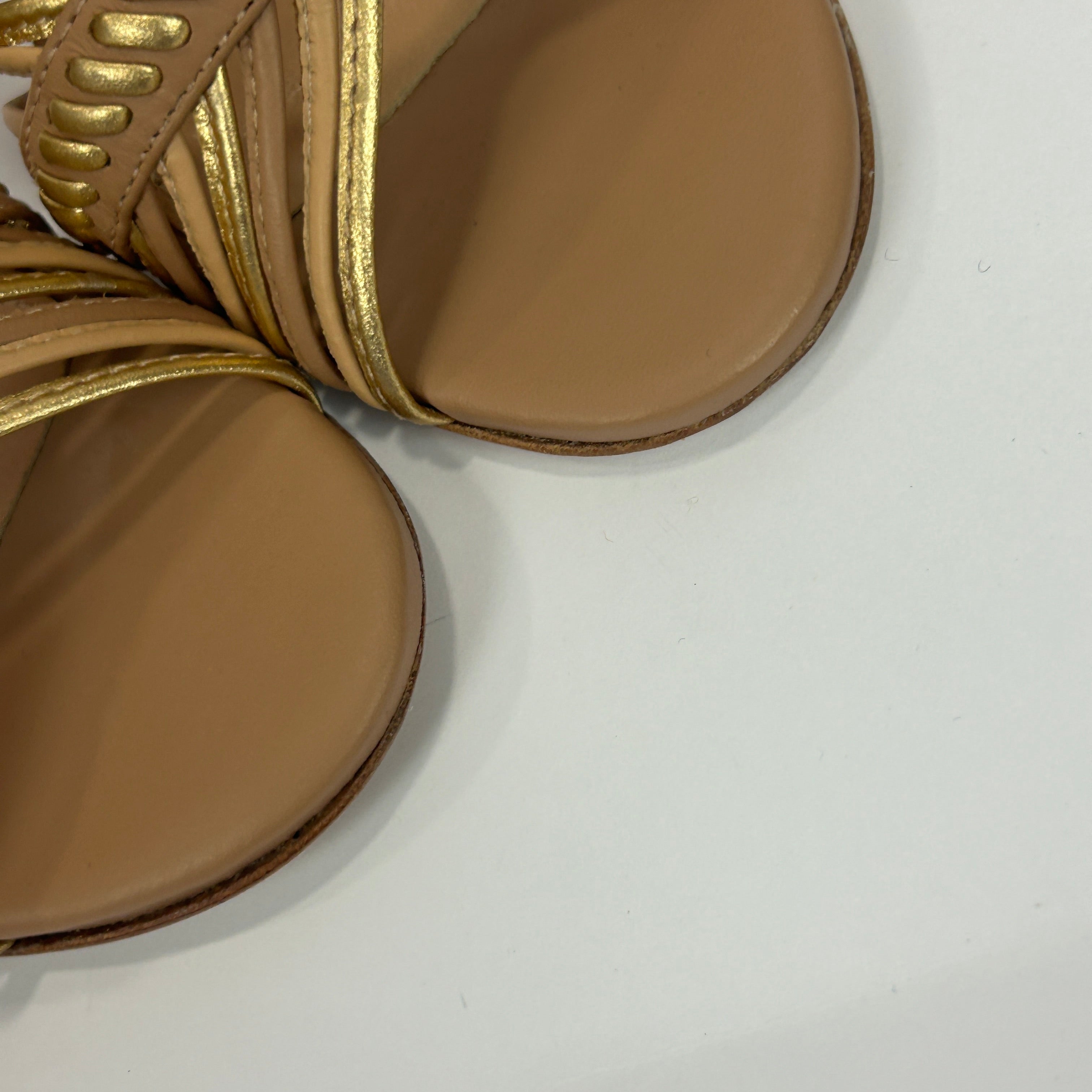 Ulla Johnson New £395 Natural/Gold Kiki Heels 38