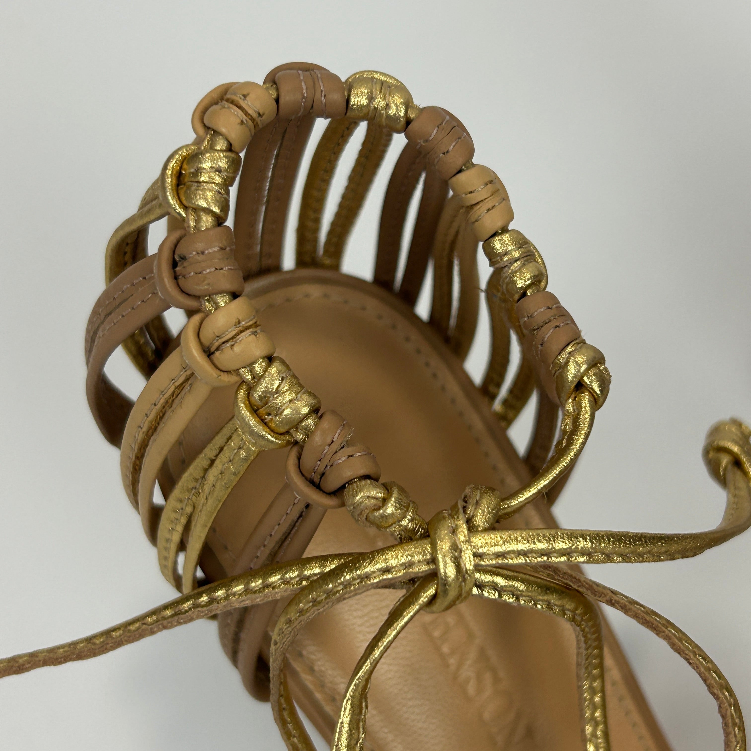 Ulla Johnson New £395 Natural/Gold Kiki Heels 38