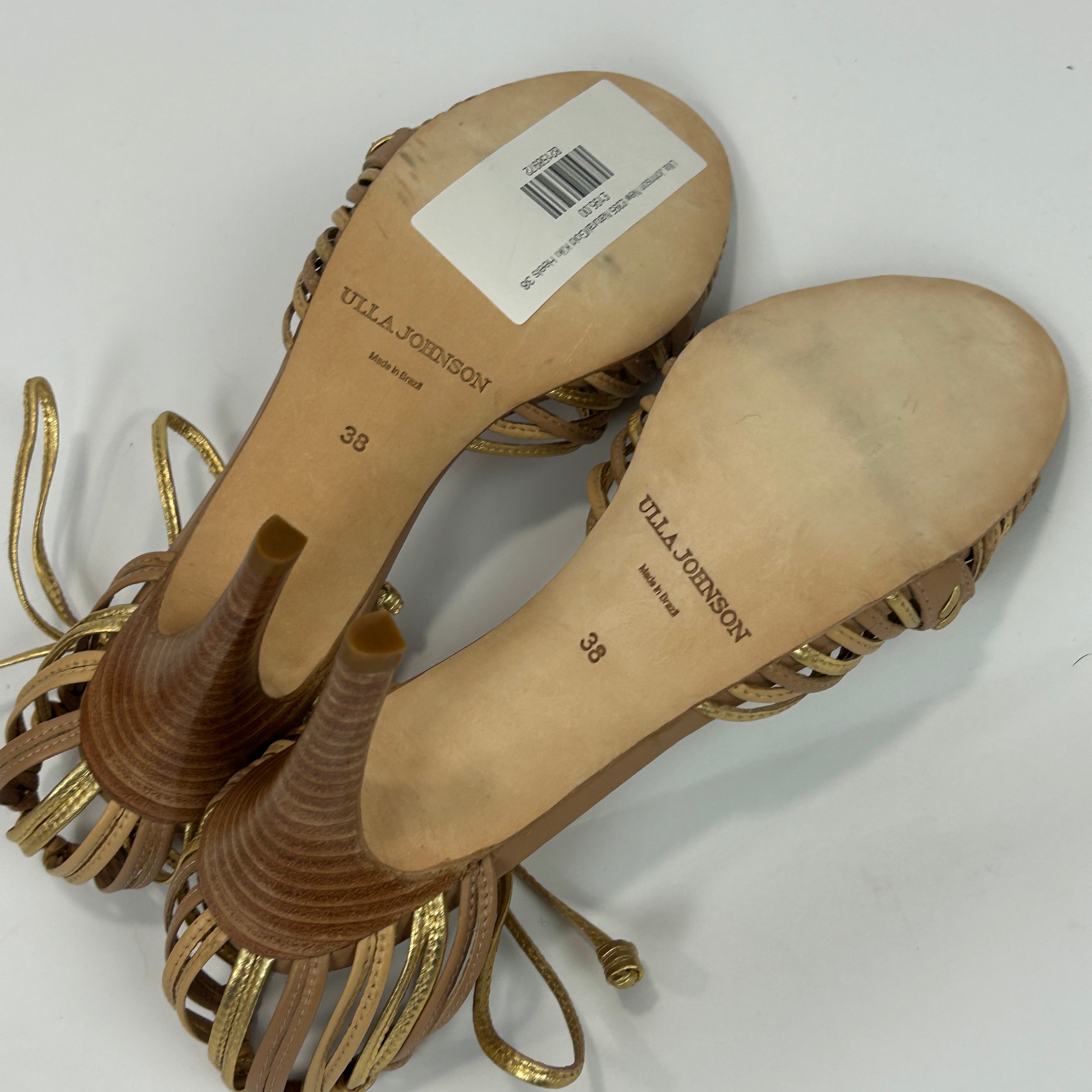 Ulla Johnson New £395 Natural/Gold Kiki Heels 38