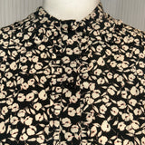 Gerard Darel Black & Cream Floral Silk Blouse XS