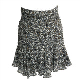 Veronica Beard Grey & Pearl Paisley Silk Tiered Mini Skirt XXS