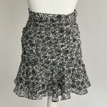 Veronica Beard Grey & Pearl Paisley Silk Tiered Mini Skirt XXS