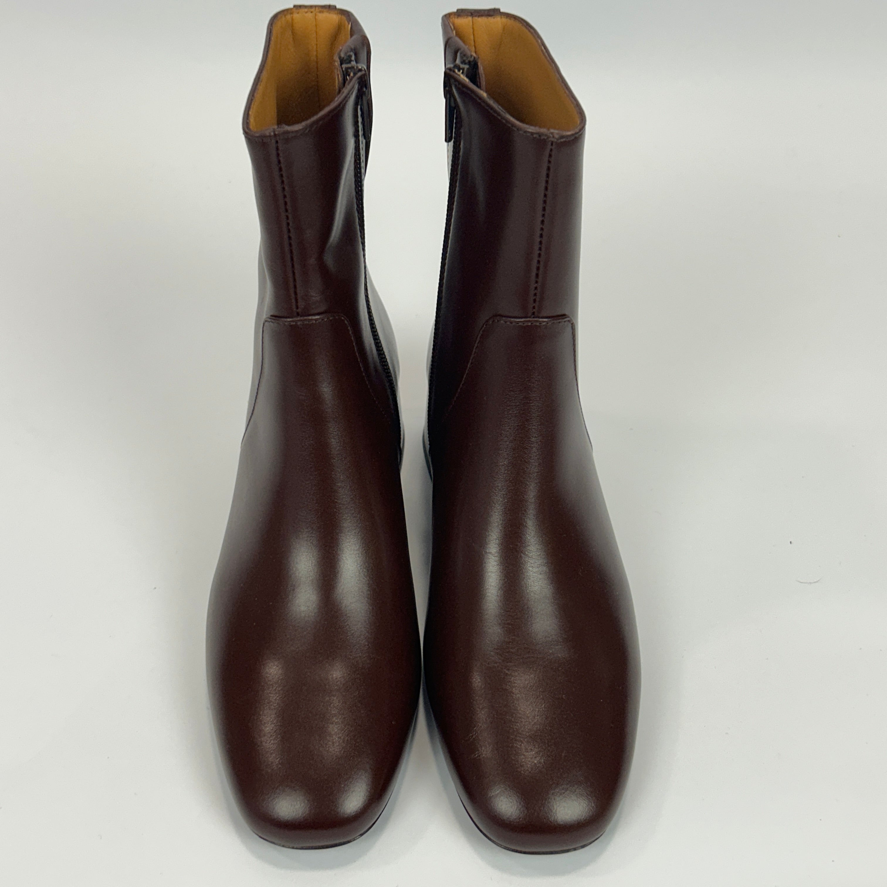 Sezane New £195 Chocolate Leather Paulette Ankle Boots 38