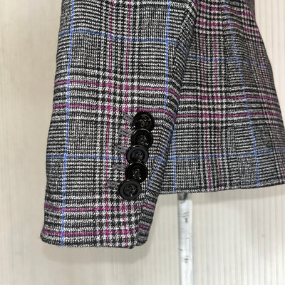 Veronica Beard Black & Fuchsia POW Check Wool Mix Jacket XS